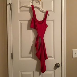 Red fitting dress with cut out